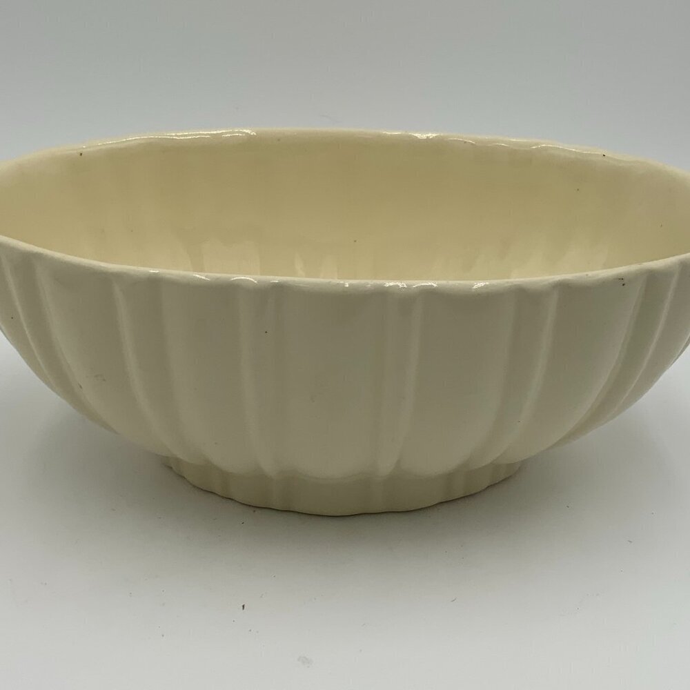 Vtg Ivory Haeger Pottery Planter Oval Shaped Ribbed Bowl USA